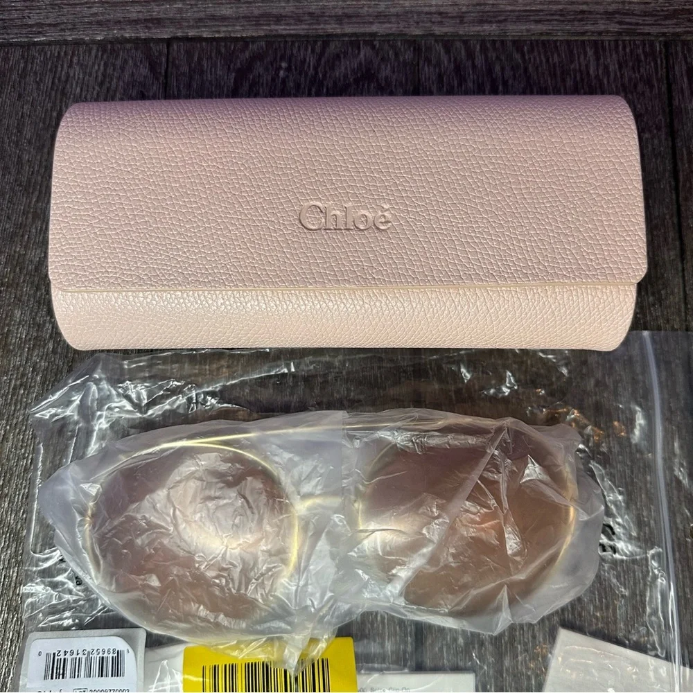 NWT Chloe | Demi Gold Brown “2-in-1” Round Oversized Sunglasses $505 57-20-145
